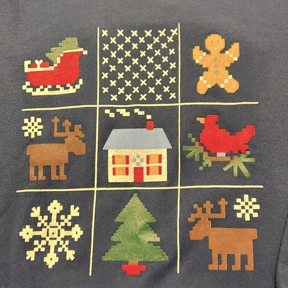 Vintage Blair Christmas Sweatshirt Holiday Crewneck Winter Festive Blue XL - Picture 6 of 15